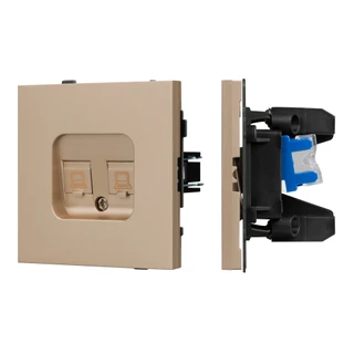 Фото #1 товара Механизм компьютерной розетки двойной SCT-TENDO-MPC2-PL-GD (RJ-45, CAT6) (Arlight, -)