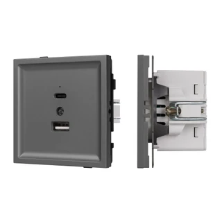 Фото #1 товара Механизм USB розетки SCT-TENDO-MUAC-SFPL-GR (5V, 3A, QC3) (Arlight, -)