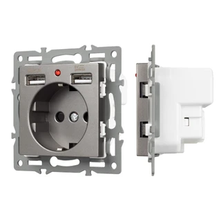Фото #1 товара Механизм розетки с USB зарядкой SCT-MUAA-PL-GR (250V, 16A) (Arlight, -)