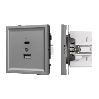 Фото #1 товара Механизм USB розетки SCT-TENDO-MUAC-PL-GR (5V, 3A, QC3) (Arlight, -)