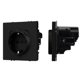 Фото #1 товара Механизм розетки с USB зарядкой SCT-NOBE-MUCC-SFPL-BK (230V, 16A) (Arlight, -)