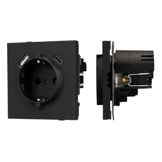 Фото #1 товара Механизм розетки с USB зарядкой SCT-TENDO-MUAC-SFPL-BK (230V, 16A) (Arlight, -)