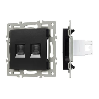 Фото #1 товара Механизм компьютерной розетки двойной SCT-MPC2-PL-BK (RJ-45, CAT6) (Arlight, -)