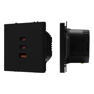 Фото #1 товара Механизм розетки с быстрой USB зарядкой SCT-NOBE-MUACC-SFPL-FC-BK (65W, QC3) (Arlight, -)