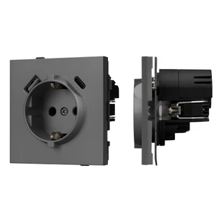 Фото #1 товара Механизм розетки с USB зарядкой SCT-TENDO-MUAC-SFPL-GR (230V, 16A) (Arlight, -)