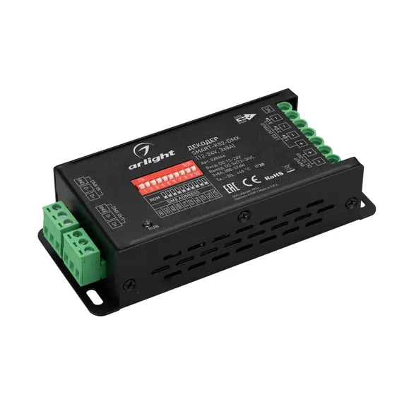 Декодер SMART-K52-DMX (12-24V, 3x8A) (Arlight, IP20 Металл, 5 лет)