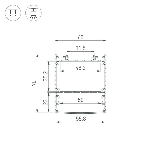 Профиль LINE-6070-3000 ANOD BLACK (Arlight, Алюминий)