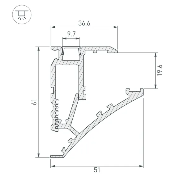 Профиль SHELF-600-2000 ANOD (Arlight, Алюминий)