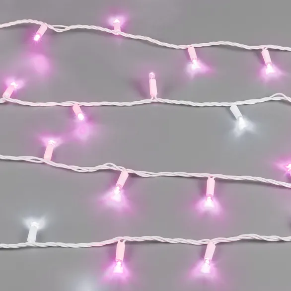 Светодиодная гирлянда ARD-STRING-CLASSIC-10000-WHITE-100LED-FLASH PINK (230V, 7W) (Ardecoled, IP65, 1 год)