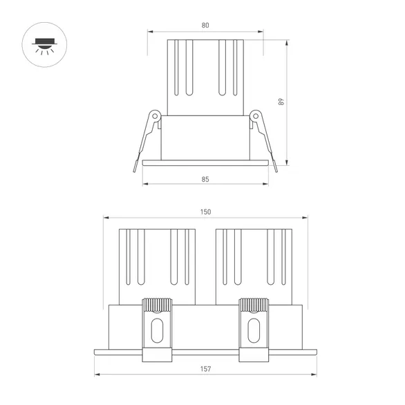 Светильник MS-FLOW-BUILT-S157x85-2x6W Day4000 (WH, 55 deg, 230V) (Arlight, IP20 Металл, 5 лет)