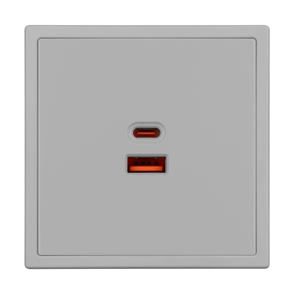 Механизм розетки с быстрой USB зарядкой SCT-NOBE-MUAC-SFPL-FC-IS (65W, QC3) (Arlight, Никель)