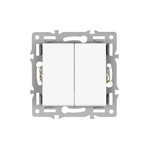 Механизм выключателя двухклавишный непроходной SWT-MK02-PL-WH (250V, 16A) (Arlight, -)