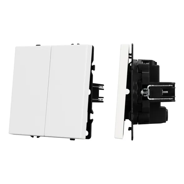 Механизм выключателя двухклавишный перекрёстный SWT-NOBE-MKX2-SFPL-WH (230V, 10A) (Arlight, Белый кварц)