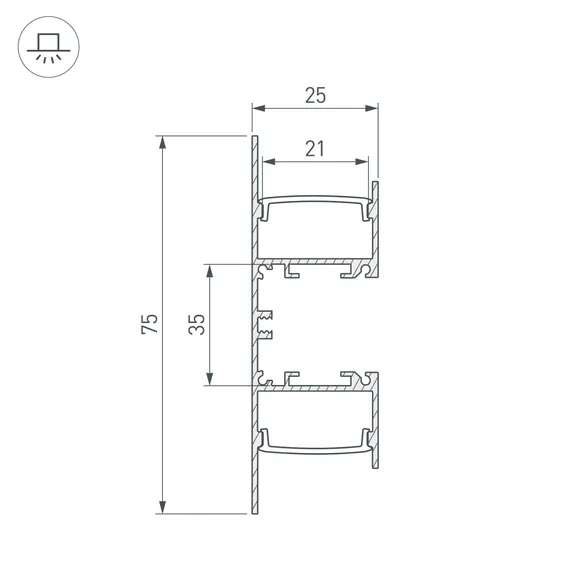 Профиль WALL-2575-DUAL-2000 ANOD (Arlight, Алюминий)