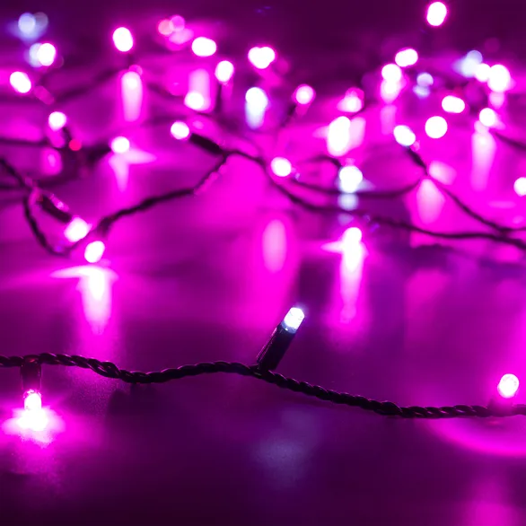 Светодиодная гирлянда ARD-STRING-CLASSIC-10000-BLACK-100LED-FLASH PINK (230V, 7W) (Ardecoled, IP65)