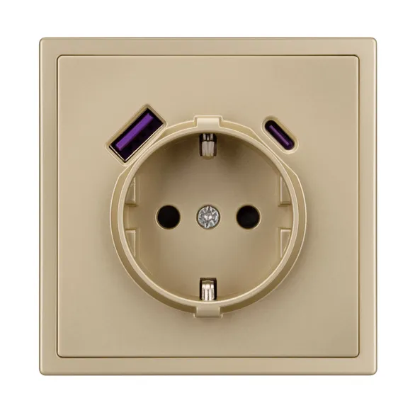 Механизм розетки с USB зарядкой SCT-NOBE-MUAC-SFPL-GD (230V, 16A) (Arlight, Золотой песок)