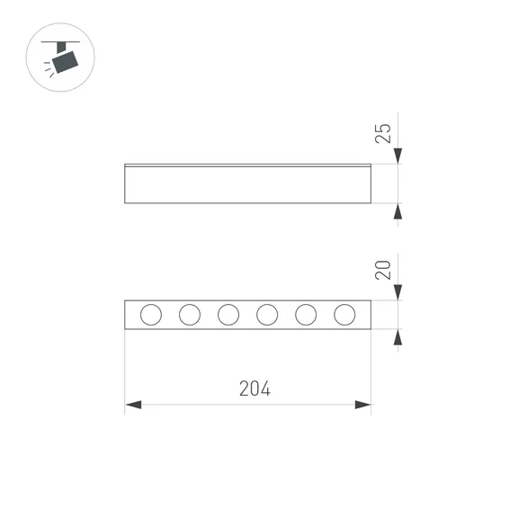 Светильник MAG-DOTS-25-L200-6W Warm3000 (BK, 30 deg, 24V) (Arlight, IP20 Металл, 3 года)