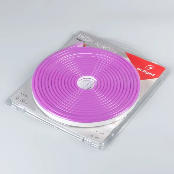 Светодиодная лента герметичная AURORA-PS-A120-12x6mm 24V Purple (10 W/m, IP65, 2835, 5m) (Arlight, Силикон)