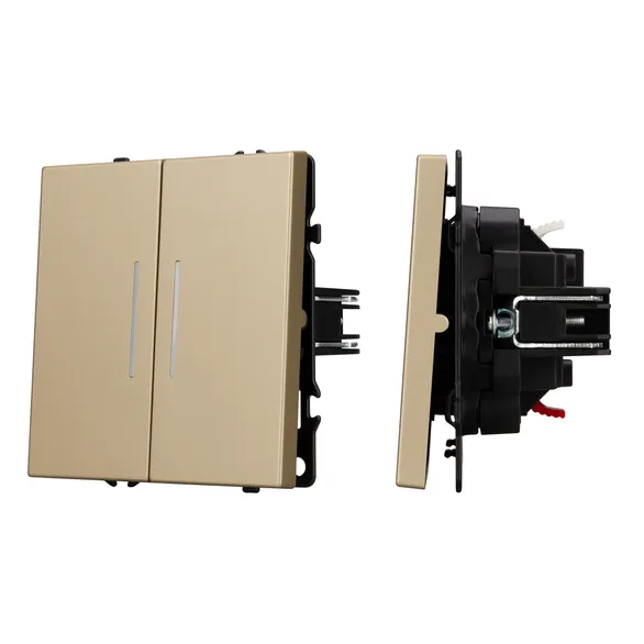 Механизм выключателя двухклавишный непроходной LED SWT-NOBE-MK02-SFPL-L-GD (230V, 10A) (Arlight, -)