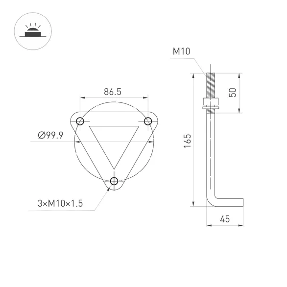 Светильник LGD-CASTELLO-BOLL-H1200-20W Warm3500-MIX (GR, 80 deg, 230V) (Arlight, IP65 Металл, 5 лет)