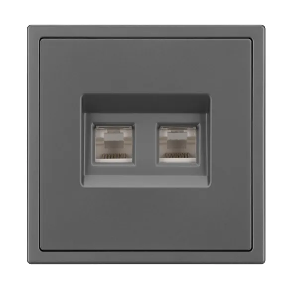 Механизм сдвоенной компьютерной розетки SCT-NOBE-MPC2-SFPL-GR (RJ-45, CAT6) (Arlight, Серый базальт)