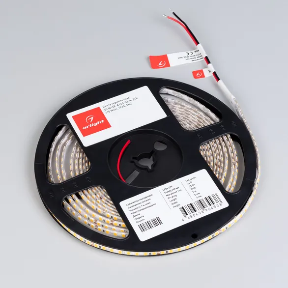 Светодиодная лента герметичная ULW-SE-A160-5mm 24V Warm2700 (15 W/m, IP65, 5m) (Arlight, CRI>90)