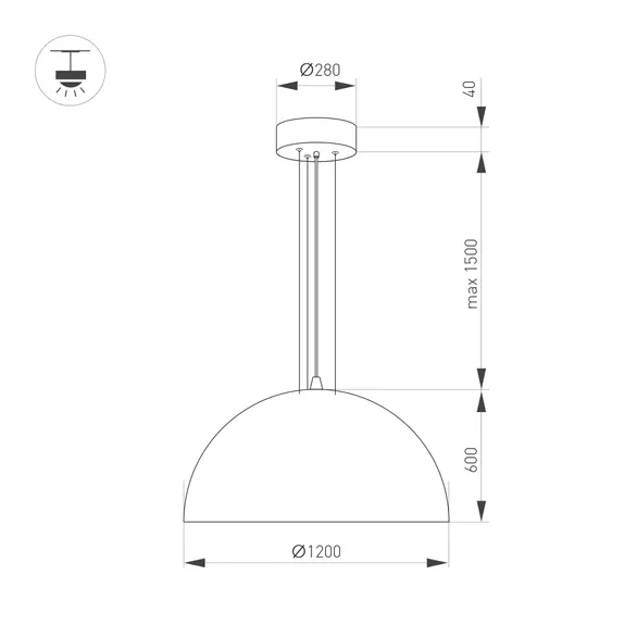 Светильник SP-RESTO-HANG-R1200-200W Warm3000 (BK, 100 deg, 230V) (Arlight, IP20 Металл, 3 года)