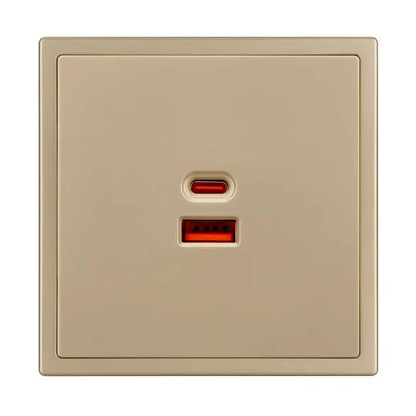 Механизм розетки с быстрой USB зарядкой SCT-NOBE-MUAC-SFPL-FC-GD (65W, QC3) (Arlight, Золотой песок)