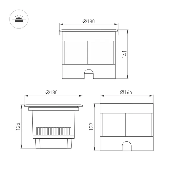 Светильник LTD-DAFNA-GROUND-R180-25W Warm3000 (SL, 10 deg, 230V) (Arlight, IP67 Металл, 5 лет)