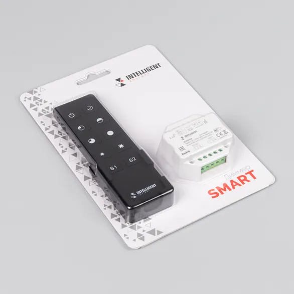INTELLIGENT ARLIGHT Диммер SMART-SET-TRIAC-601-72-DIM-PD-IN Black (230V, 1x1.5A, ПДУ 10кн, 2.4G) (IARL, IP20 Пластик, 5 лет)
