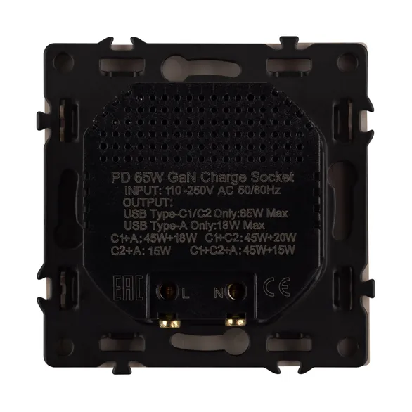 Механизм розетки с быстрой USB зарядкой SCT-NOBE-MUACC-SFPL-FC-CA (65W, QC3) (Arlight, -)