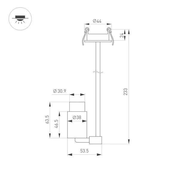 Светильник ART-NEMO-BUILT-ZOOM-L205-R38-5W Warm3000 (BK, 10-55 deg, 24V) (Arlight, IP20 Металл, 5 лет)