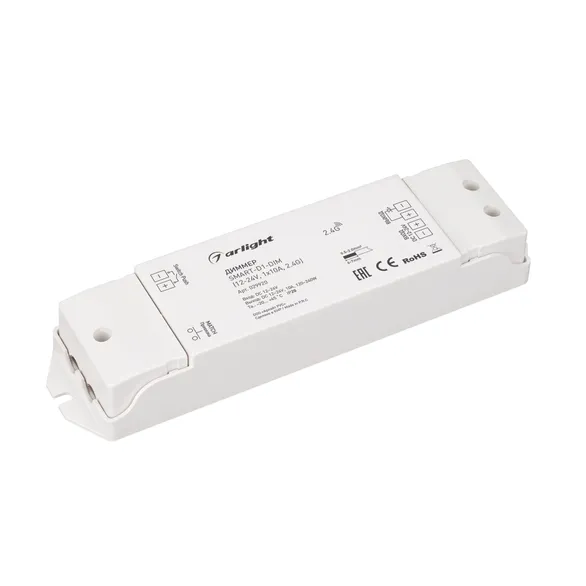 Диммер SMART-D1-DIM (12-24V, 1x10A, 2.4G) (Arlight, IP20 Пластик, 5 лет)