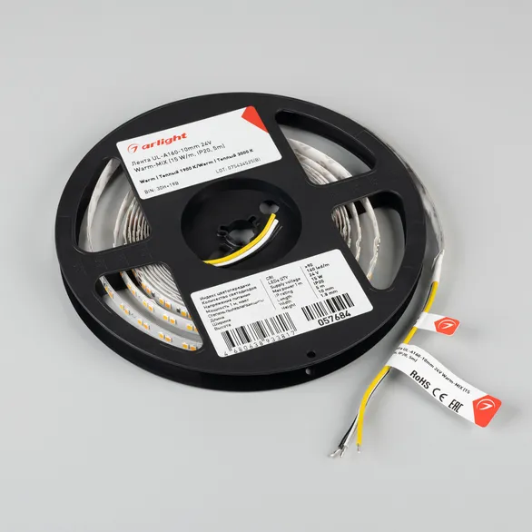 Светодиодная лента UL-A160-10mm 24V Warm-MIX (15 W/m, IP20, 5m) (Arlight, Изменяемая ЦТ)
