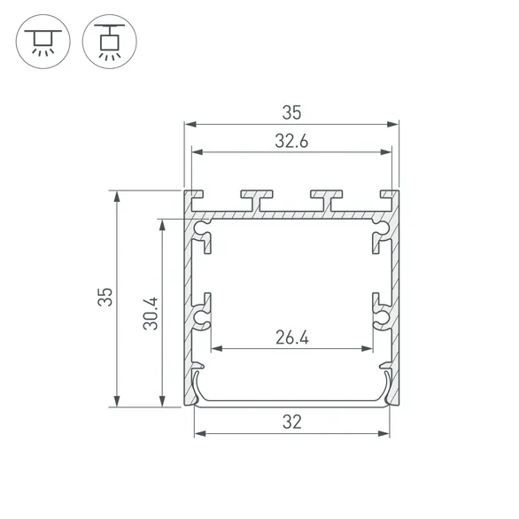 Профиль LINE-M-3535-3000 BLACK (Arlight, Алюминий)