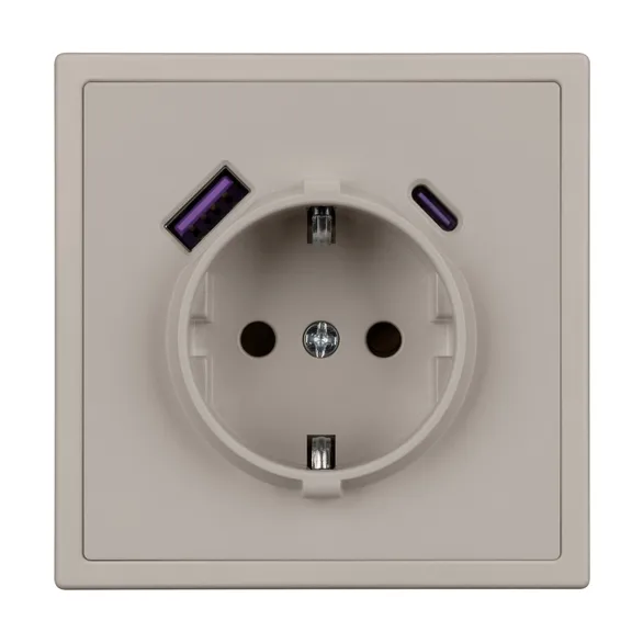 Механизм розетки с USB зарядкой SCT-NOBE-MUAC-SFPL-CA (230V, 16A) (Arlight, Кашемир)