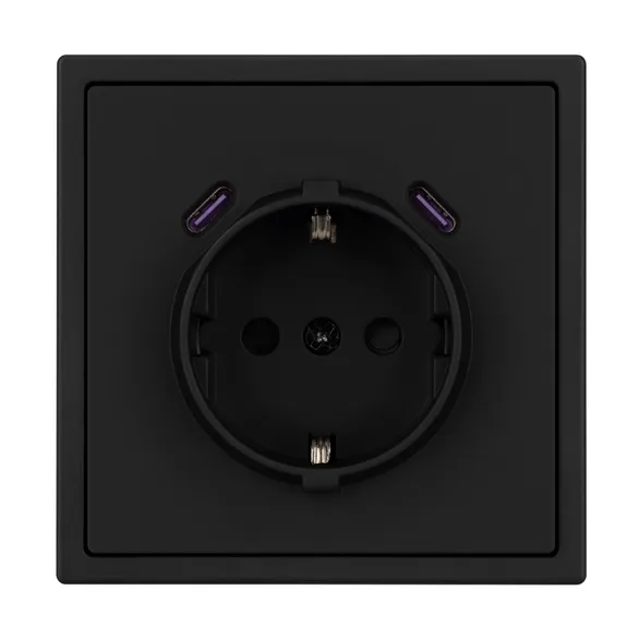 Механизм розетки с USB зарядкой SCT-NOBE-MUCC-SFPL-BK (230V, 16A) (Arlight, -)