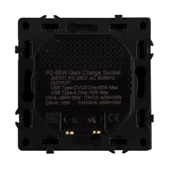 Механизм розетки с быстрой USB зарядкой SCT-NOBE-MUACC-SFPL-FC-GR (65W, QC3) (Arlight, -)