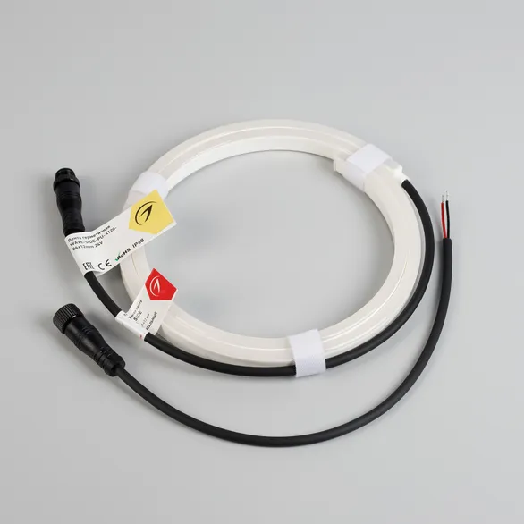 Светодиодная лента герметичная WAVE-SIDE-PU-A120-06x12mm 24V Warm2700 (8 W/m, IP68, 1m, wire x1) (Arlight, Вывод прямой, 3 года)