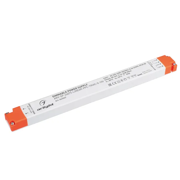 Блок питания ARV-SP-24075-LINEAR-PFC-TRIAC-0-10V (24V, 3.1A, 75W) (Arlight, IP20 Пластик, 5 лет)