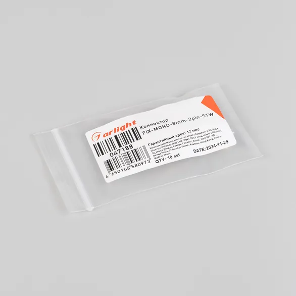 Коннектор FIX-MONO-8mm-2pin-STW  (Arlight, Прозрачный)