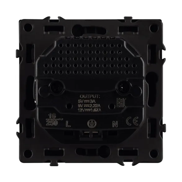 Механизм розетки с USB зарядкой SCT-NOBE-MUCC-SFPL-BK (230V, 16A) (Arlight, -)