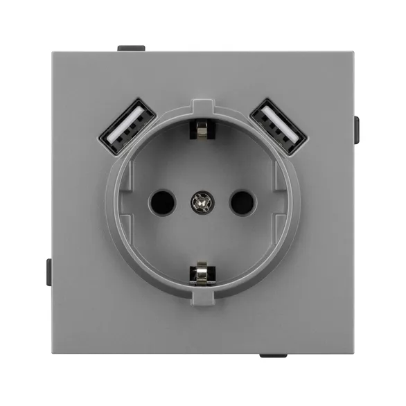 Механизм розетки с USB зарядкой SCT-TENDO-MUAA-PL-GR (230V, 16A) (Arlight, -)