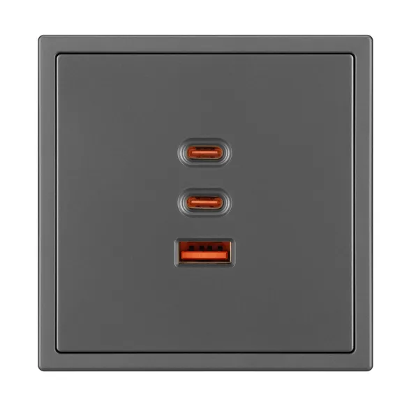 Механизм розетки с быстрой USB зарядкой SCT-NOBE-MUACC-SFPL-FC-GR (65W, QC3) (Arlight, -)