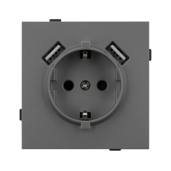 Механизм розетки с USB зарядкой SCT-TENDO-MUAA-SFPL-GR (230V, 16A) (Arlight, -)