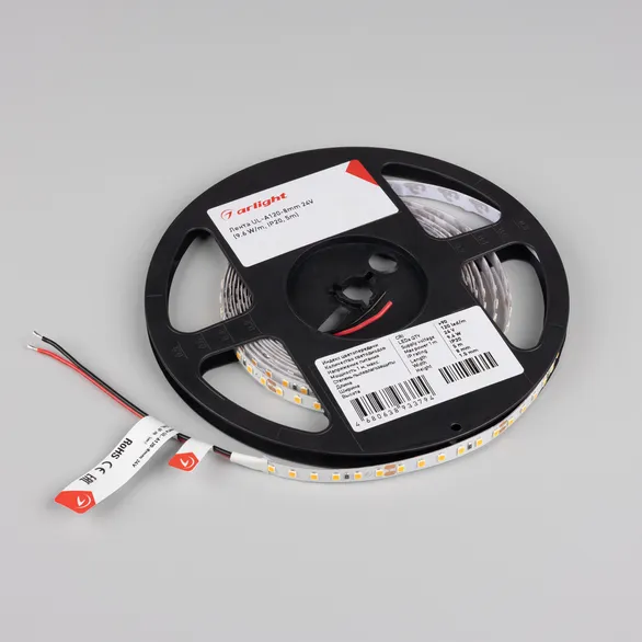 Светодиодная лента UL-A120-8mm 24V Warm2400 (9.6 W/m, IP20, 5m) (Arlight, 7 лет)