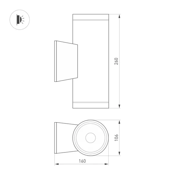 Светильник настенный LGD-WALDER-R106-2x18W Day4000-MIX (Черный, 40 deg, 230V) (Arlight, IP65 Металл, 5 лет)