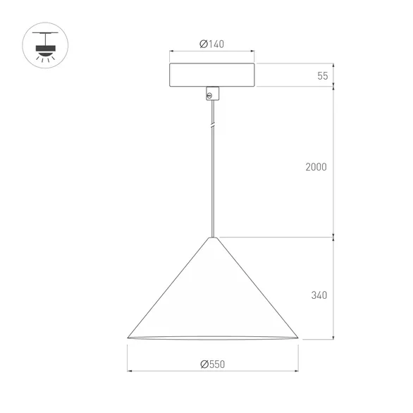 Светильник SP-MAKOTO-R550-14W Warm2700 (WH, 36 deg, 230V, TRIAC) (Arlight, IP20 Металл, 3 года)