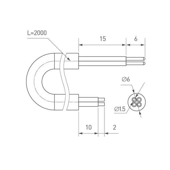 Провод питания ARL-MOONLIGHT-20AWG-4W-D6-CU-2000 White (Arlight, Закрытый)