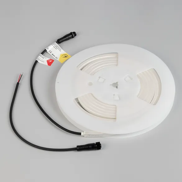 Светодиодная лента герметичная WAVE-SIDE-PU-A120-06x12mm 24V White5700 (8 W/m, IP68, 3m, wire x1) (Arlight, Вывод прямой, 3 года)